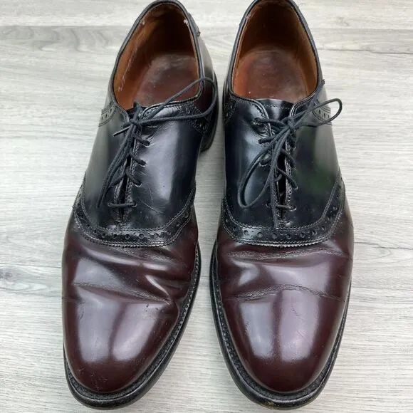 Allen Edmonds Polo Burgundy Black Leather Saddle Oxfords‎ Size 11 R Shoes