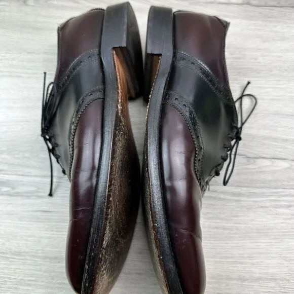 Allen Edmonds Polo Burgundy Black Leather Saddle Oxfords‎ Size 11 R Shoes