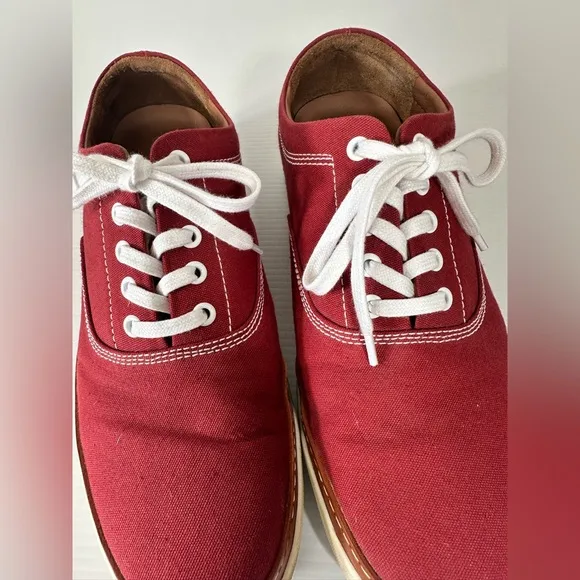 Allen Edmonds PORTER DERBY Men's Size 10 D Canvas Lace Up Sneakers Red Shoes