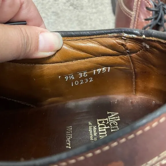 Allen Edmonds Wilbert Shoes Mens Size 91/2 E Wide Comfort Brown Leather Dress