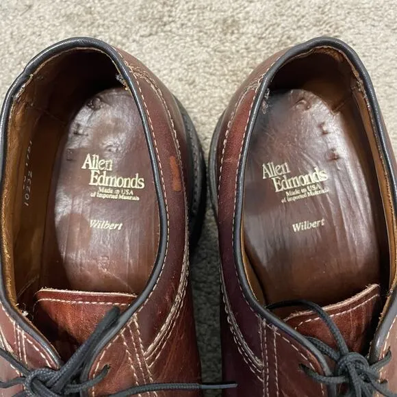 Allen Edmonds Wilbert Shoes Mens Size 91/2 E Wide Comfort Brown Leather Dress