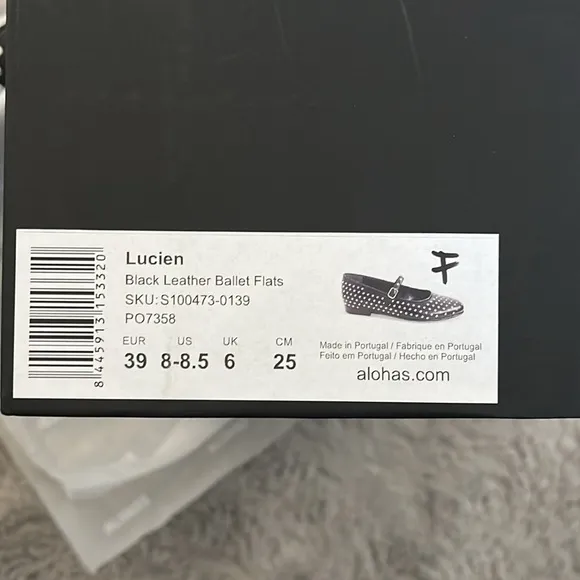 ALOHAS Lucien Black Leather Ballet Flats