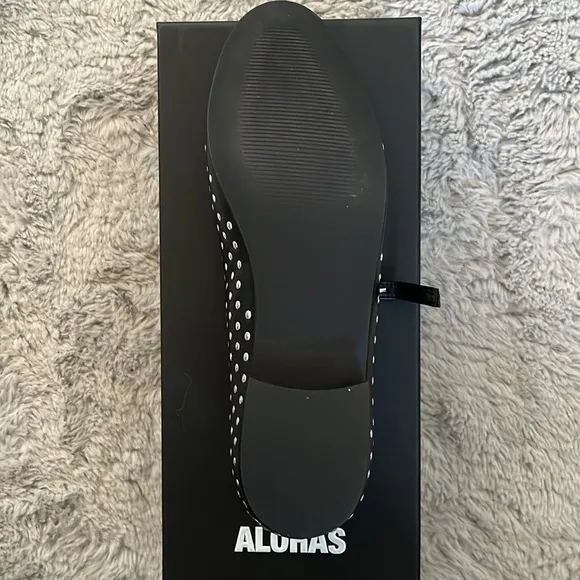 ALOHAS Lucien Black Leather Ballet Flats