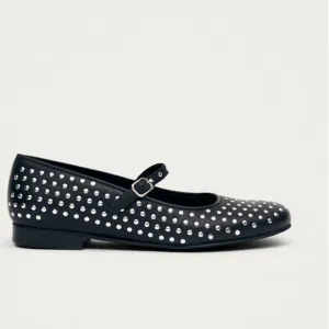 ALOHAS Lucien Black Leather Ballet Flats