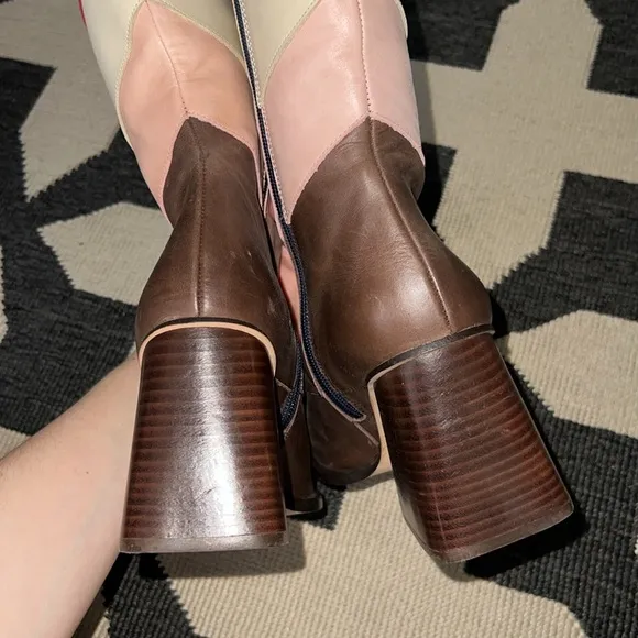 Alohas Multicolor Patchwork Stripe Heeled Boots