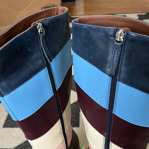 Alohas Multicolor Patchwork Stripe Heeled Boots
