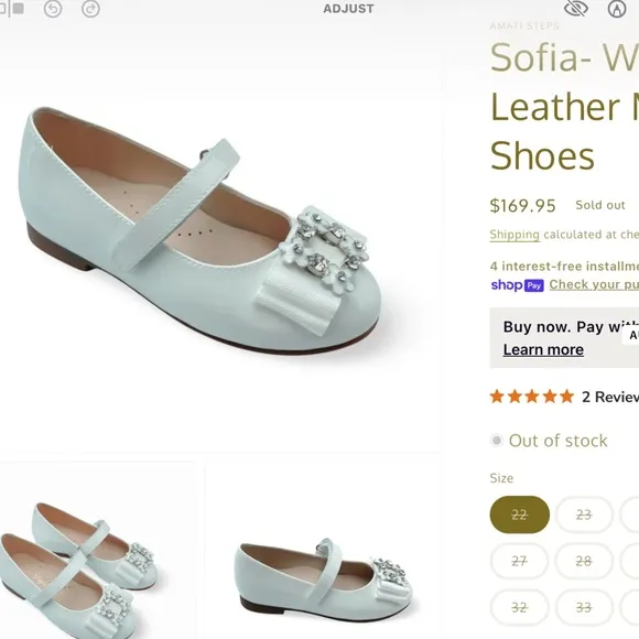 AMATI STEPS White Kids Sofia  shoes with Bow and Pearl Detail NWT