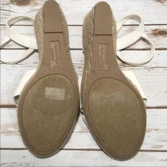 American Eagle Wedge Heels Beige Espadrille NWOT