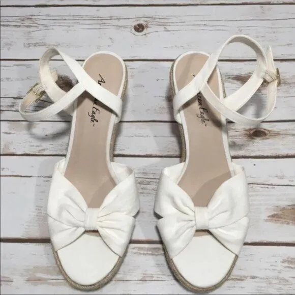American Eagle Wedge Heels Beige Espadrille NWOT
