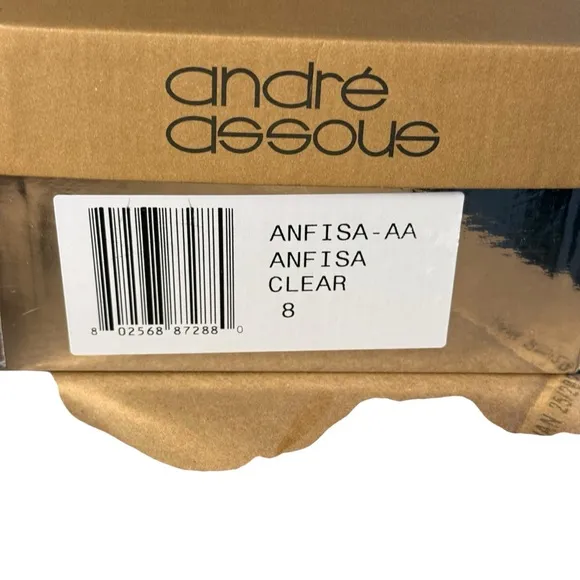 Andre Assous Anfisa size 8 Tan and Cream espadrille Wedge Sandals clear bands