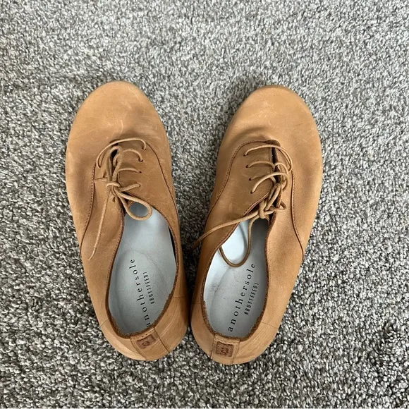 Anothersole Women’s Brown Leather Lace Up Lucie II Flats Size 40 USA 9