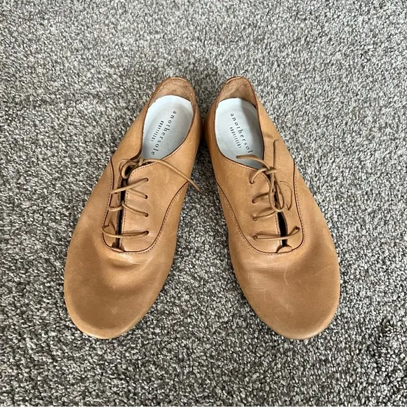Anothersole Women’s Brown Leather Lace Up Lucie II Flats Size 40 USA 9