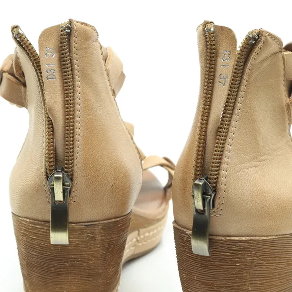 Antelope Taye Platform Wedge Leather Sandals Women EU 37 US 6-6.5 Tan/Brown