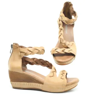 Antelope Taye Platform Wedge Leather Sandals Women EU 37 US 6-6.5 Tan/Brown