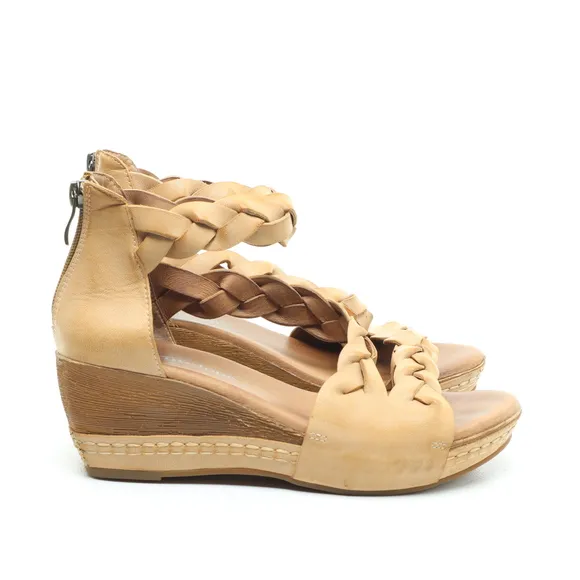 Antelope Taye Platform Wedge Leather Sandals Women EU 37 US 6-6.5 Tan/Brown