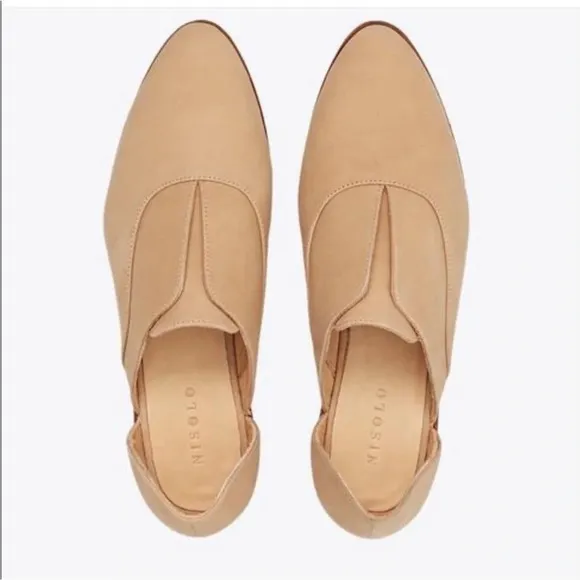 ANTHRO NISOLO Emma Dorsay Leather Neutral Natural Oxford Flats
