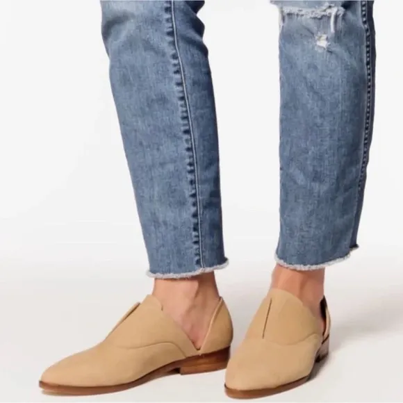 ANTHRO NISOLO Emma Dorsay Leather Neutral Natural Oxford Flats