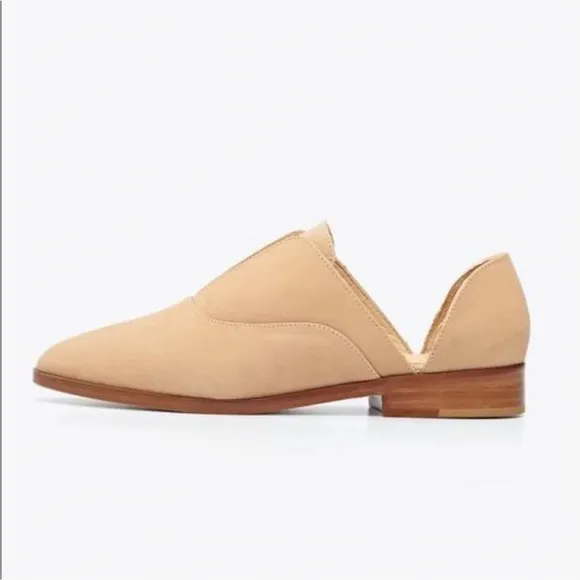 ANTHRO NISOLO Emma Dorsay Leather Neutral Natural Oxford Flats