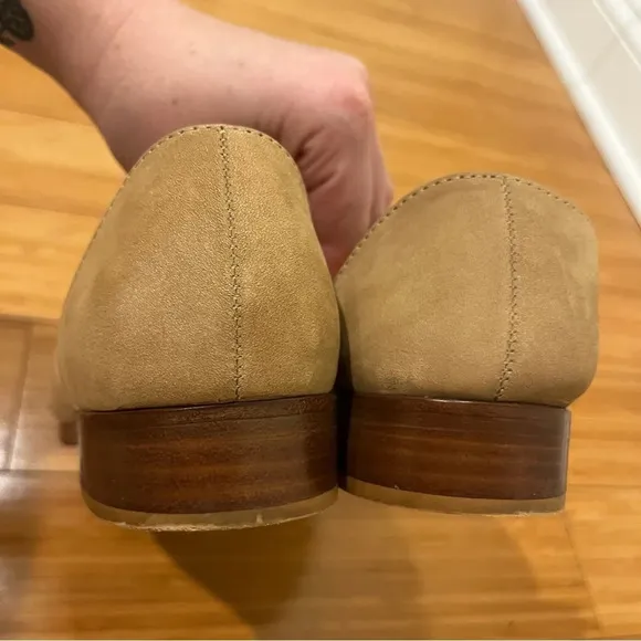 ANTHRO NISOLO Emma Dorsay Leather Neutral Natural Oxford Flats