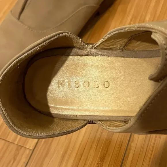 ANTHRO NISOLO Emma Dorsay Leather Neutral Natural Oxford Flats