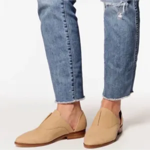 ANTHRO NISOLO Emma Dorsay Leather Neutral Natural Oxford Flats