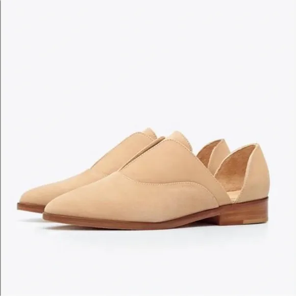 ANTHRO NISOLO Emma Dorsay Leather Neutral Natural Oxford Flats
