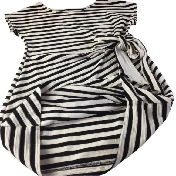 ANTHRO SATURDAY SUNDAY Terrycloth Side Tie Stripe Dress in B/W Stripes Size Med