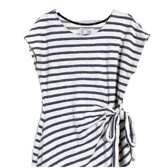 ANTHRO SATURDAY SUNDAY Terrycloth Side Tie Stripe Dress in B/W Stripes Size Med