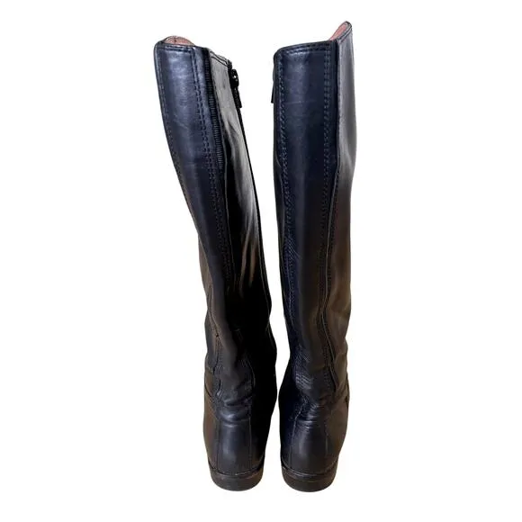 Anthropologie 8.5 Corso Como Tall Leather Riding Boots Flat Equestrian Black