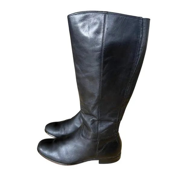 Anthropologie 8.5 Corso Como Tall Leather Riding Boots Flat Equestrian Black