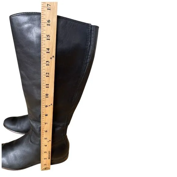Anthropologie 8.5 Corso Como Tall Leather Riding Boots Flat Equestrian Black