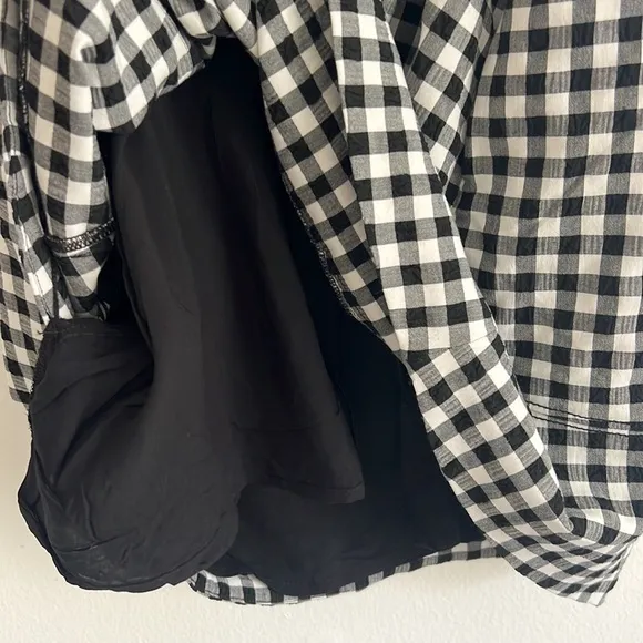 Anthropologie Apron Style Mini Dress Black &amp; White Gingham NWOT