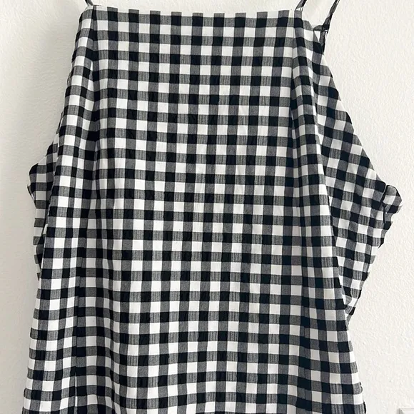 Anthropologie Apron Style Mini Dress Black &amp; White Gingham NWOT