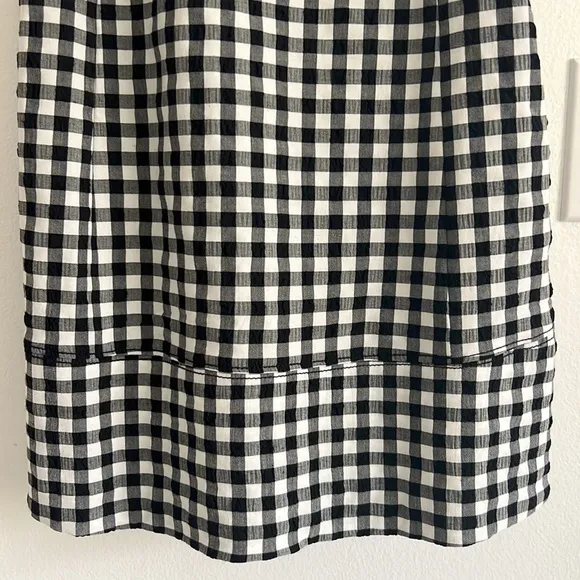 Anthropologie Apron Style Mini Dress Black &amp; White Gingham NWOT