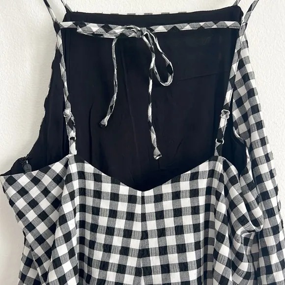 Anthropologie Apron Style Mini Dress Black &amp; White Gingham NWOT
