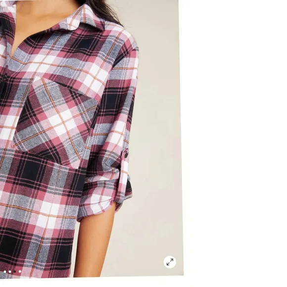 Anthropologie Cloth &amp; Stone Plaid Maxi Shirtdress Size XS