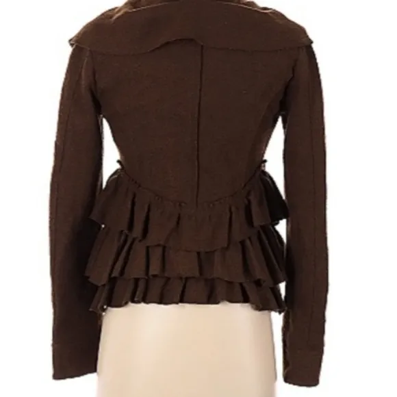 Anthropologie Elevenses Echelon Ruffle Tier Peplum Jacket 6