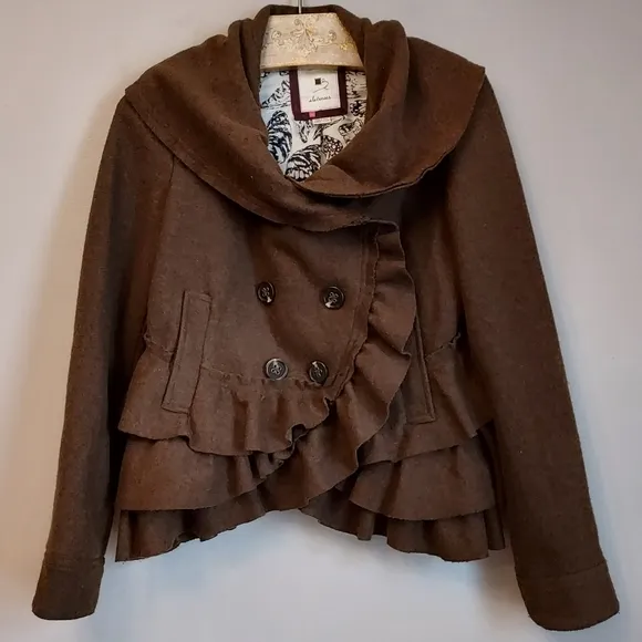 Anthropologie Elevenses Echelon Ruffle Tier Peplum Jacket 6