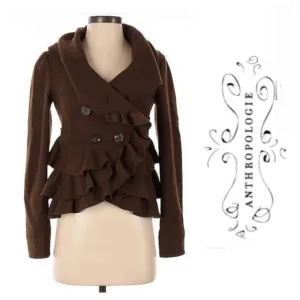 Anthropologie Elevenses Echelon Ruffle Tier Peplum Jacket 6