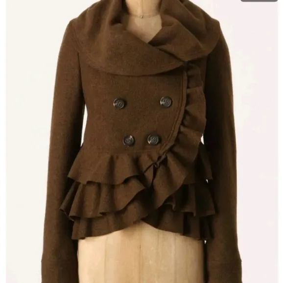Anthropologie Elevenses Echelon Ruffle Tier Peplum Jacket 6