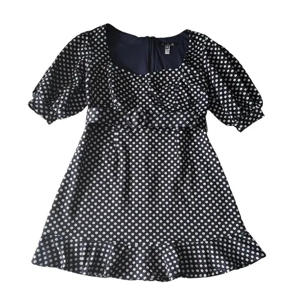 Anthropologie Hutch Jenessa Floral Polka Dot Navy Mini Dress | 18