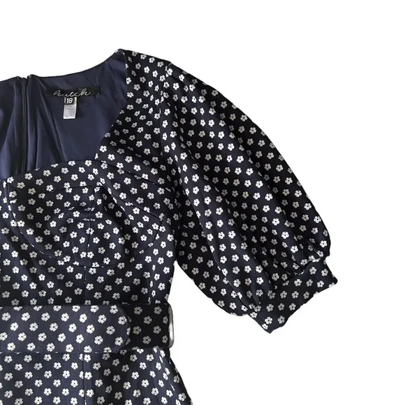 Anthropologie Hutch Jenessa Floral Polka Dot Navy Mini Dress | 18