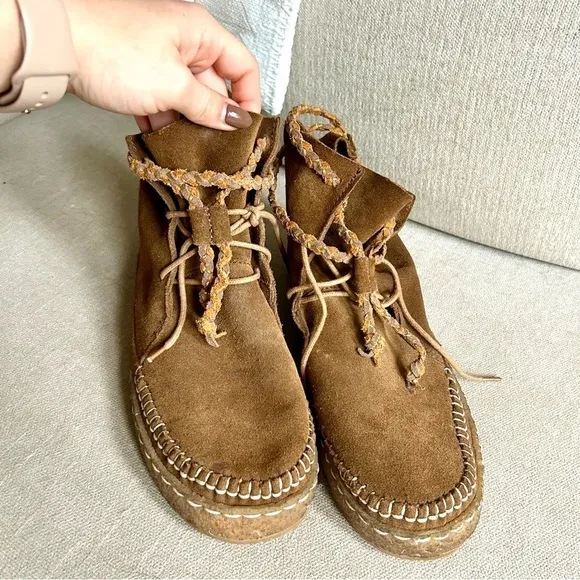Anthropologie Laidback London Argo High Top Moccasins - Brown Suede, EU Size 41