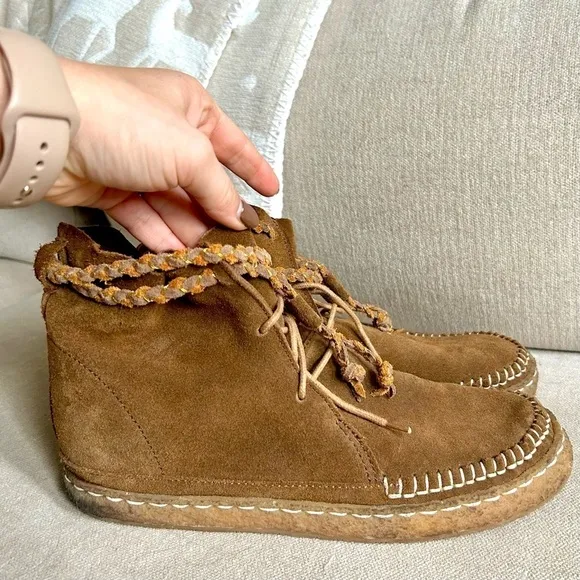 Anthropologie Laidback London Argo High Top Moccasins - Brown Suede, EU Size 41
