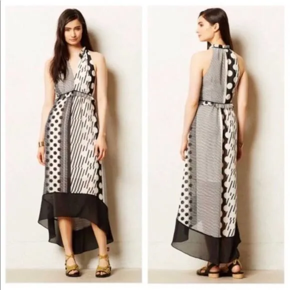 Anthropologie Maeve 2 Channeled Dot Maxi Dress