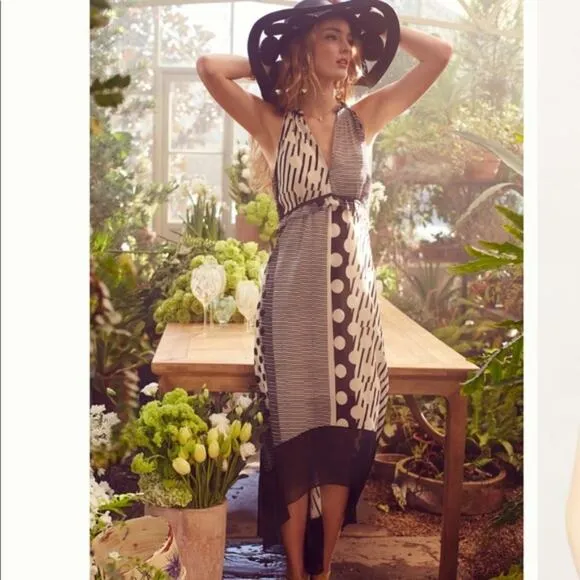 Anthropologie Maeve 2 Channeled Dot Maxi Dress
