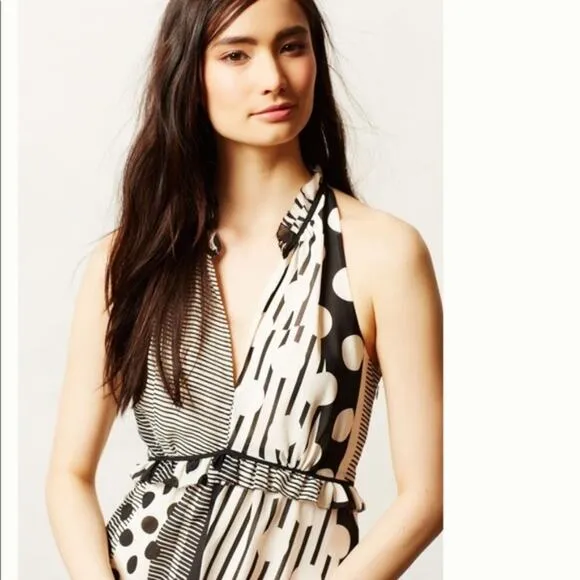 Anthropologie Maeve 2 Channeled Dot Maxi Dress