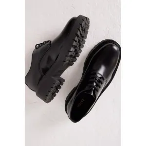Anthropologie Maeve Leather Lace Up Black Flats - New 39EU (8-8.5US)