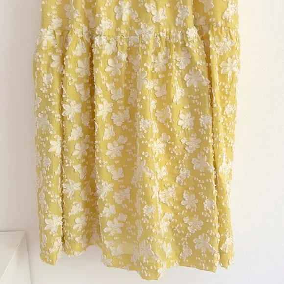 Anthropologie Maeve Rhonda Textured Midi Dress Yellow Floral