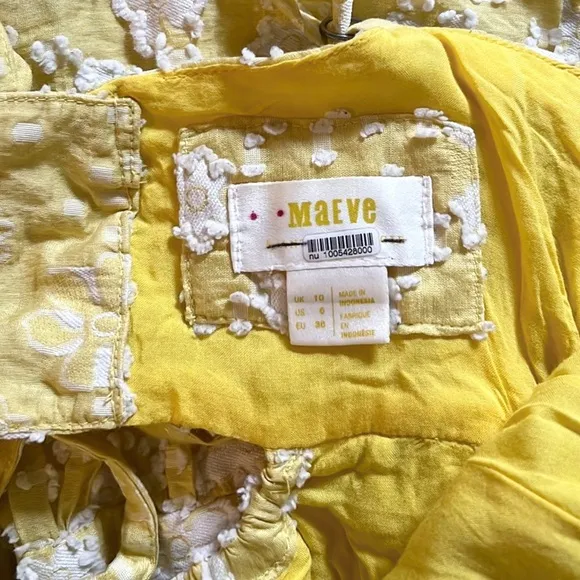 Anthropologie Maeve Rhonda Textured Midi Dress Yellow Floral